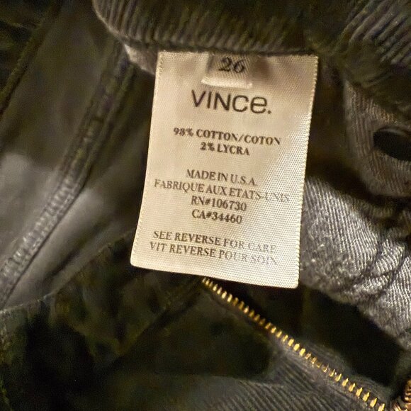 VINCE Dark Gray Corduroy Pants Size 26 - Picture 4 of 5
